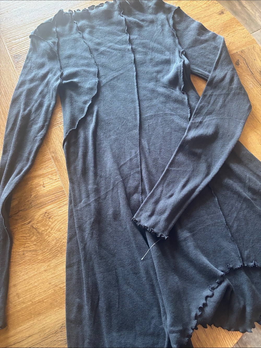 We The Free Black Ruffled Edge Knit Dress